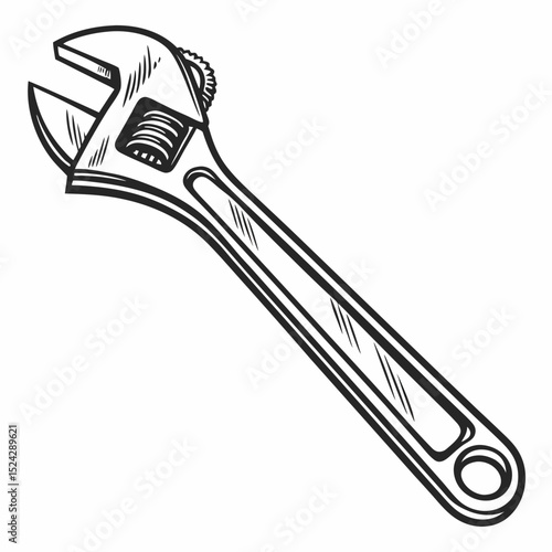 Professional adjustable wrench cutout transparent background
