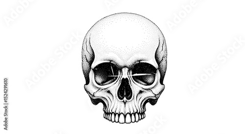 Human Skull Illustration – Realistic Black and White Art
