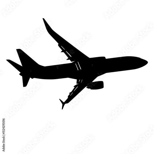 a black and white silhouette of an airplane flying airplane, black, fly, plane, silhouette, sky , Generative art.