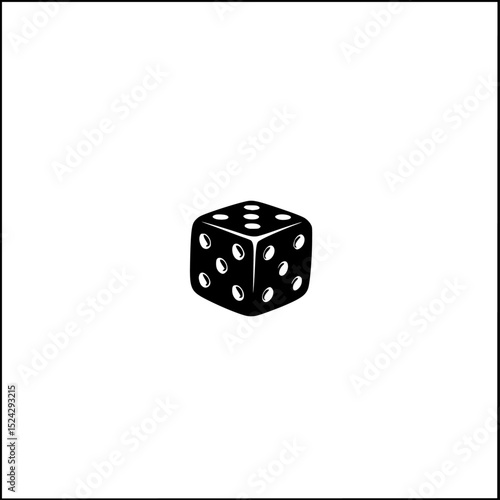 a picture of a dice on a transparent background black, dice, icon, picture , Generative art.