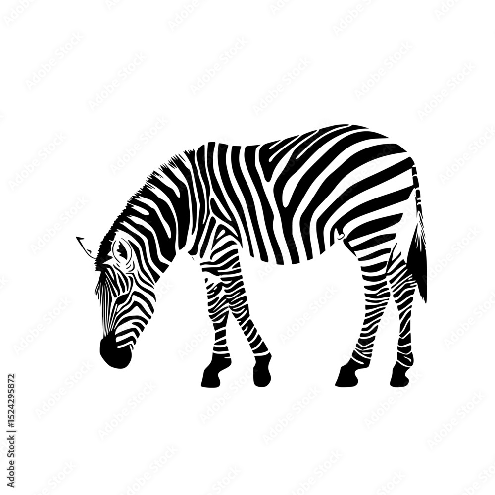 Obraz premium a black and white silhouette of a zebra abstract, black, silhouette, stand, zebra , Generative art.
