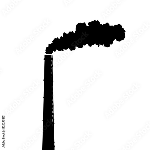 the black silhouette of an industrial pipe with smoke black, chimney, factory, industrial, pipe, plant, silhouette, smoke , Generative art.