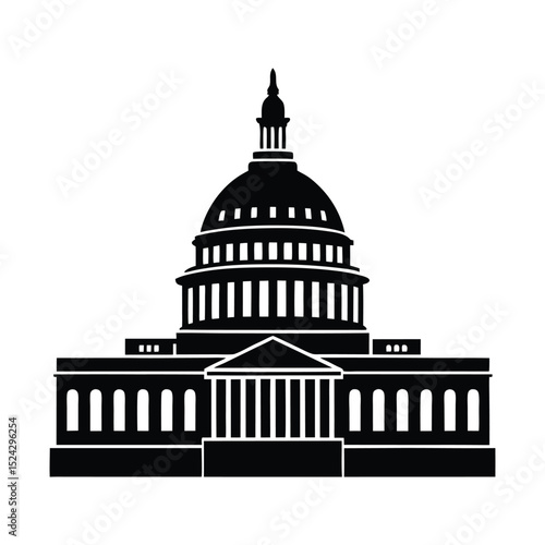 silhouette of the U.S. Capitol building with clean linework 