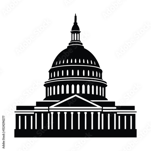silhouette of the U.S. Capitol building with clean linework 
