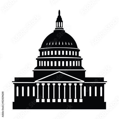 silhouette of the U.S. Capitol building with clean linework 