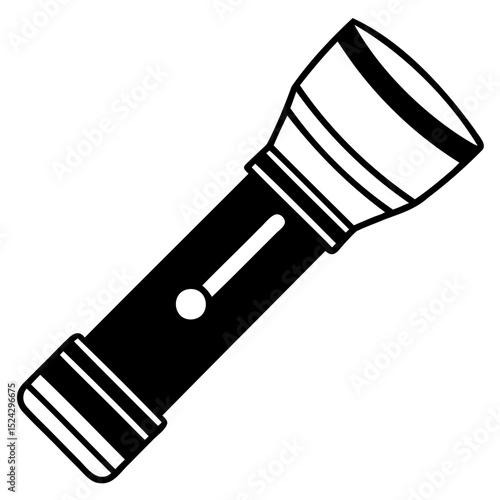 Vector flashlight stencil silhouette illustration isolated on transparent background