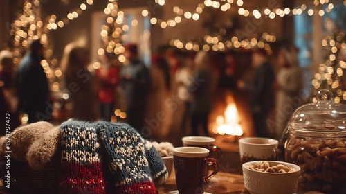 Wallpaper Mural A Cozy Winter Gathering: Warm Drinks and Festive Cheer Surround a Comfortable Setting Torontodigital.ca