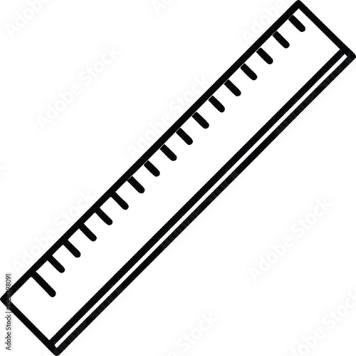 ruler icon line art vector illustration on transparent background
