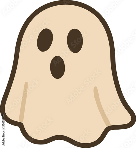 Cute cartoon ghost vector for Halloween, spooky themes, and playful designs.