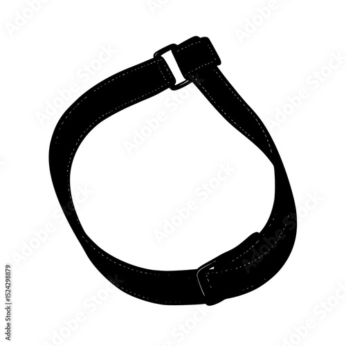 a black and white silhouette of a belt or strap belt, black, collar, icon, silhouette, strap, watch , Generative art.
