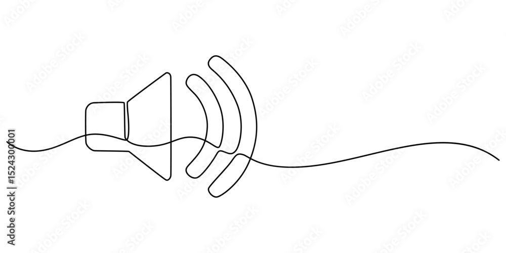 Fototapeta premium Continuous one line art drawing of speaker Sound volume linear icon, Volume Webpage User Interface Icon In Thin Line Style, public horn speaker continuous one line, Continuous one line drawing of pro