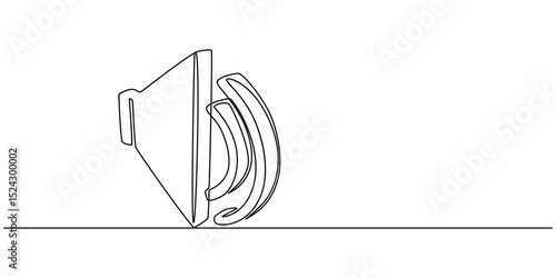 Continuous one line art drawing of speaker Sound volume linear icon, Volume Webpage User Interface Icon In Thin Line Style,  public horn speaker continuous one line, Continuous one line drawing of pro