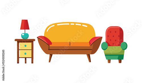 Modern living room interior design with a comfortable sofa and stylish furniture creates a luxurious and contemporary home decor