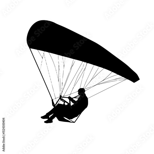 a black silhouette of a person parasailing on a transparent background black, man, parachute, person, silhouette , Generative art.