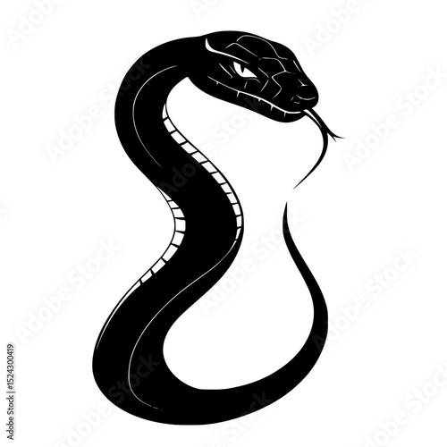 a black and white image of a snake with a long tongue coming out of its mouth black, head, illustration, image, long, mouth, silhouette, snake, symbol, tattoo, tongue , Generative art.