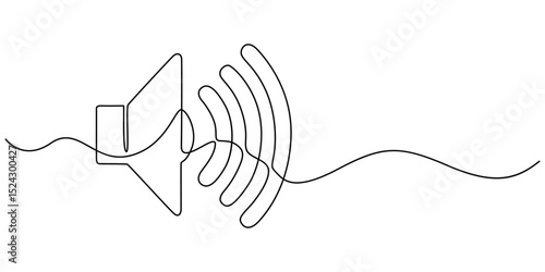 Continuous one line art drawing of speaker Sound volume linear icon, Volume Webpage User Interface Icon In Thin Line Style,  public horn speaker continuous one line, Continuous one line drawing of pro