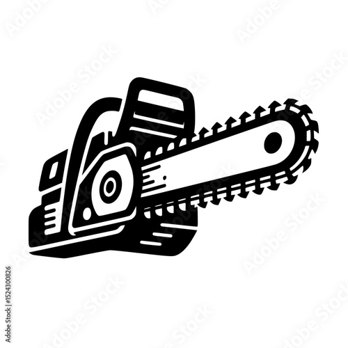 Black and white chainsaw illustration