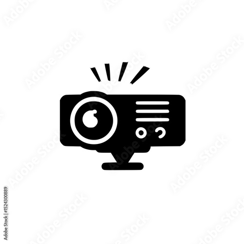 Black projector icon digital presentation device