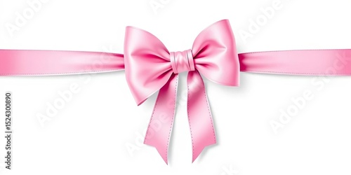 Monochrome pink bow and ribbon illustration in coquette style for greeting cards, illustration, feminine