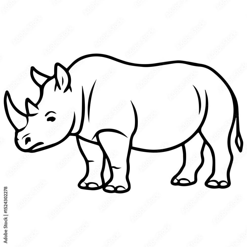 Obraz premium rhino vector realistic line icon on white background Vector line icon animal, wildlife