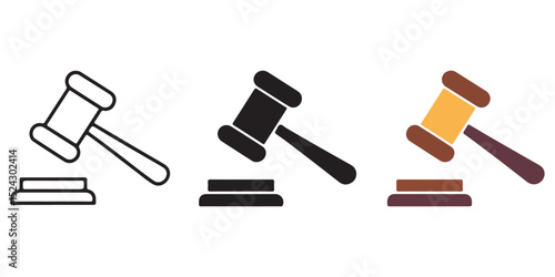 Gavel Icons Justice, Law, Auction, and Legal System Symbols