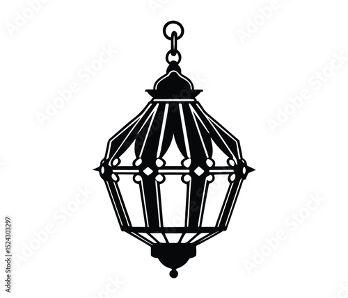 Vintage Hanging Lantern Vector Ornate Lamp Silhouette Design, Classic Street Lamp Icon, Decorative Hanging Lantern Graphic,  Black Vintage Light Fixture, Antique Hanging Light Logo, Ornamental Lantern