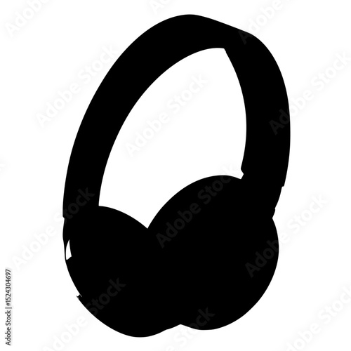 a black silhouette of a headphone on a transparent background black, head, headphone, icon, silhouette , Generative art.