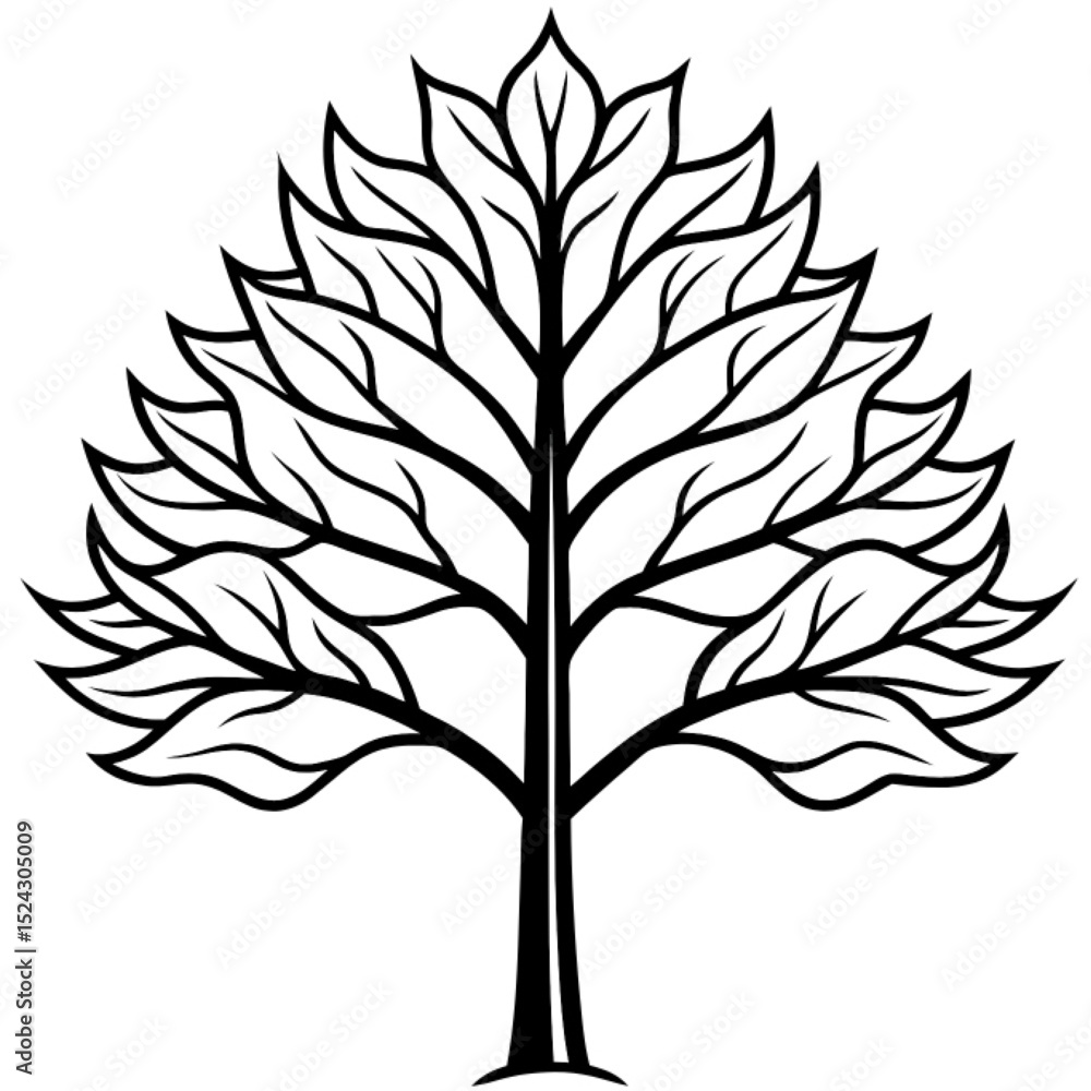 Obraz premium A versatile vector silhouette set featuring trees with diverse leaves and branches, ideal for nature-inspired designs across all seasons