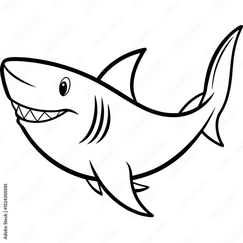 Obraz premium Marine animal vector illustration featuring a cartoon fish or shark silhouette