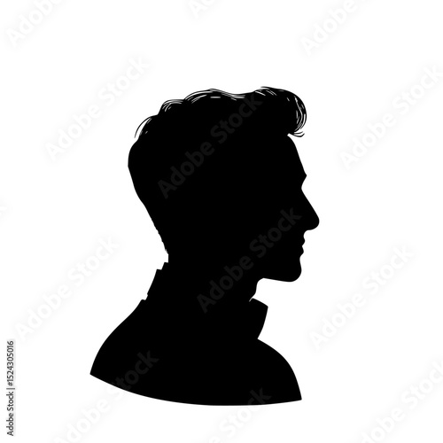 a silhouette of a man in profile on a transparent background black, head, man, profile, silhouette , Generative art.