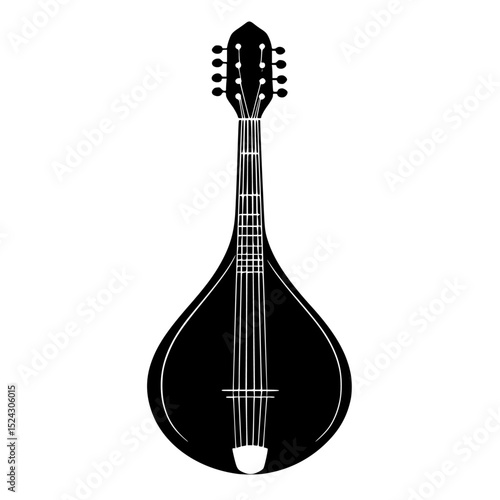 a black and white silhouette of a stringed instrument black, icon, instrument, musical, silhouette , Generative art.