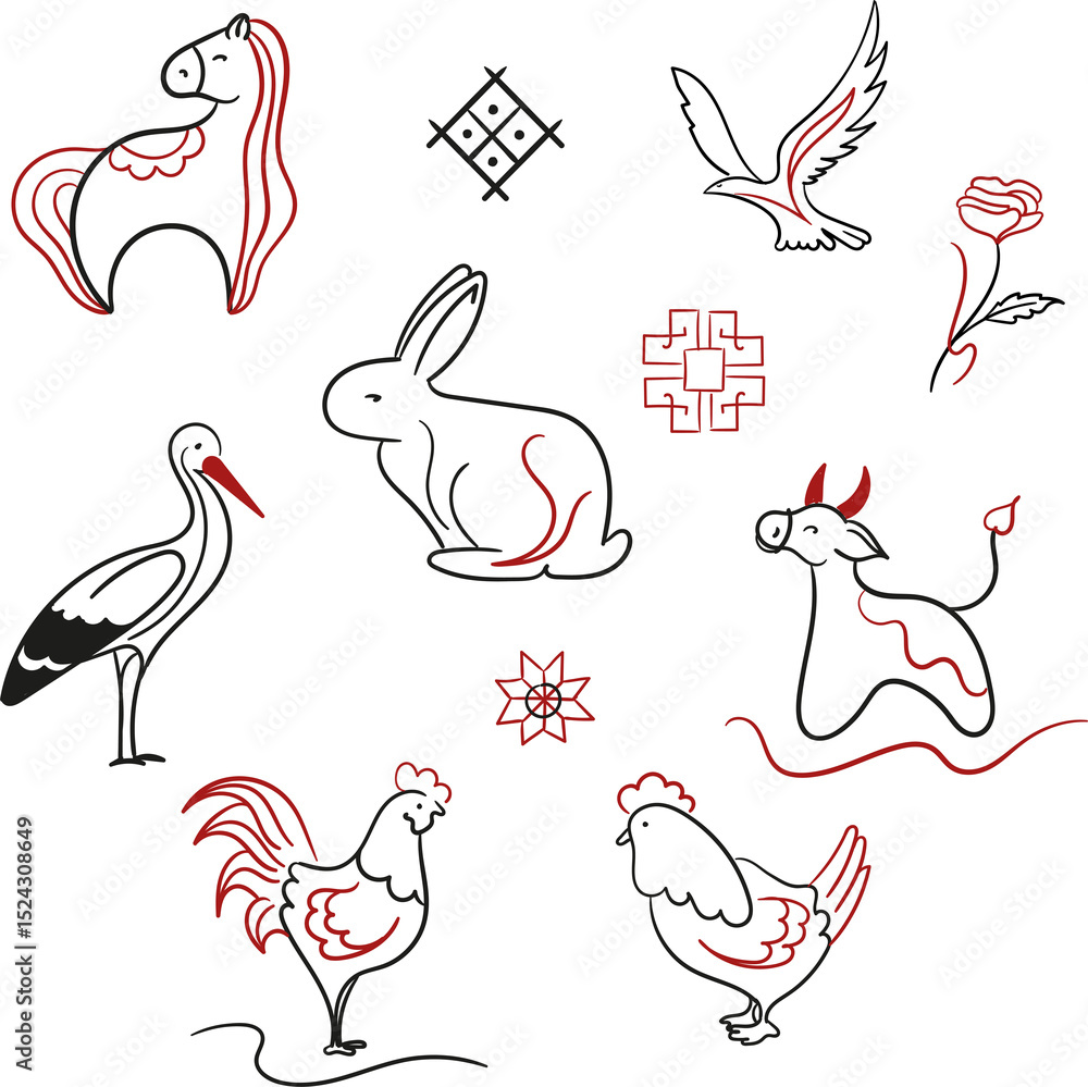 Obraz premium Sketches for tattoos in Ukrainian style