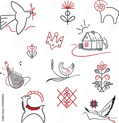 Sketches for tattoos in Ukrainian style