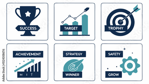 Achieve Your Goals Success, Strategy, and Achievement Icons