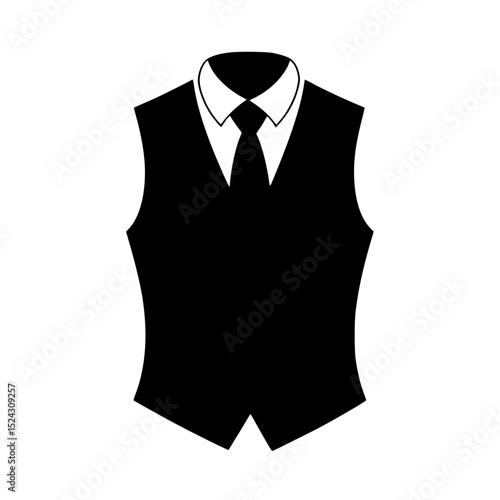 a black silhouette of a man in a suit and tie black, icon, man, silhouette, suit, tie, vest , Generative art.