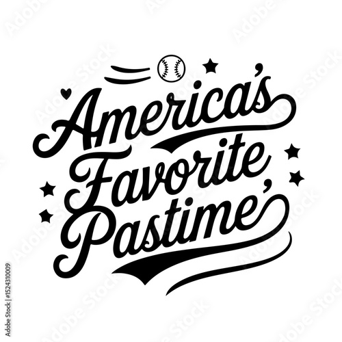 America's Favorite Pastime. Baseball Quote Vector Design Isolated on White Background