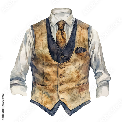 watercolor vector of Vest, high quality, isolated on a white background.
