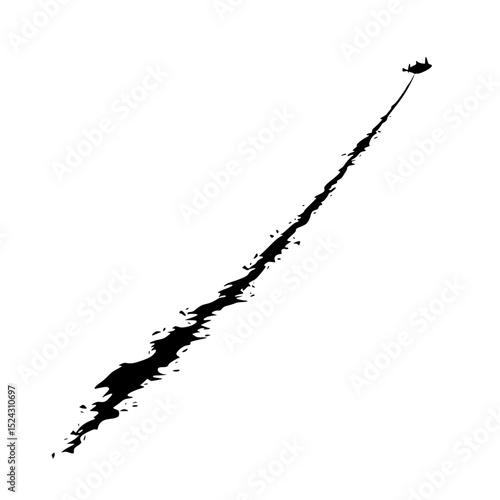 a black and white silhouette of a plane flying in the sky airplane, black, fly, jet, kite, long, plane, silhouette, sky , Generative art.
