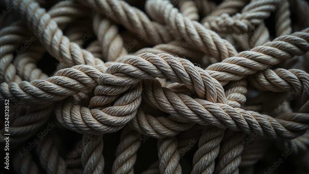 Artistic portrayal of intertwined ropes symbolizing strength and connection Artistic portrayal of intertwined ropes symbolizing strength and connection