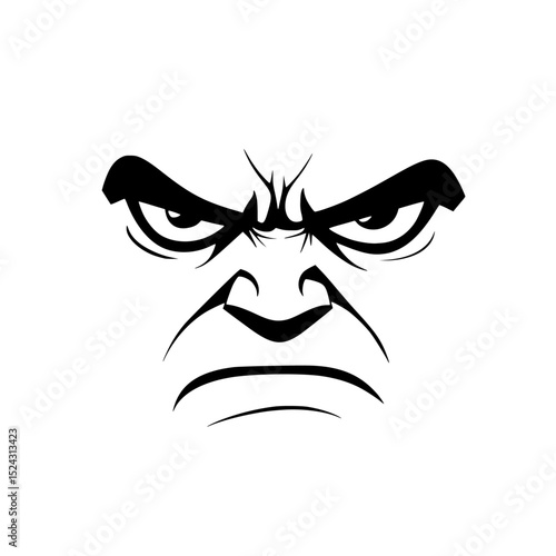 a black and white illustration of an angry face angry, black, eye, face, head, illustration, mustache , Generative art.