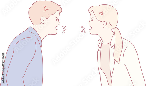 Tableau sur toile An illustration of a couple in a heated argument, vividly showcasing their emoti