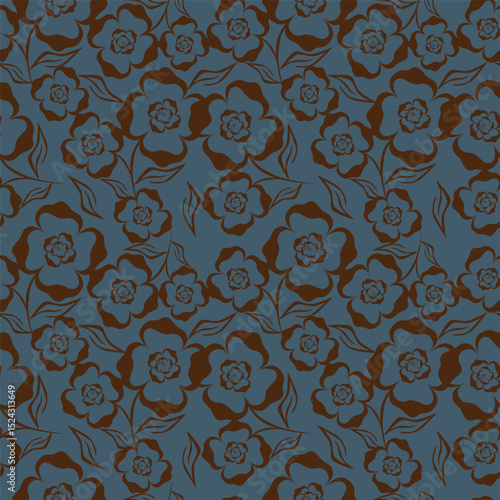 Botanical trendy seamless pattern. Flower and leaves abstract shape doodle art design for print, wallpaper, clipart, wall art for home decoration