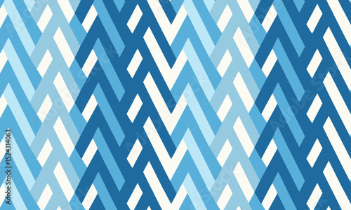 Geometric Interlocking Chevron Seamless Pattern in Blue Tones