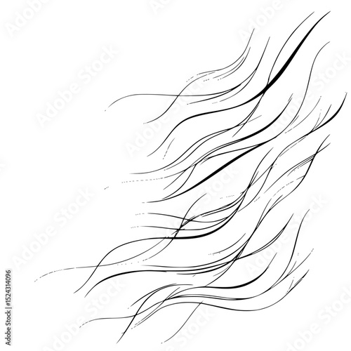 black and white sketch of a woman with long hair blowing in the wind black, blow, drawing, girl, hair, long, sketch, step, wind, woman , Generative art.