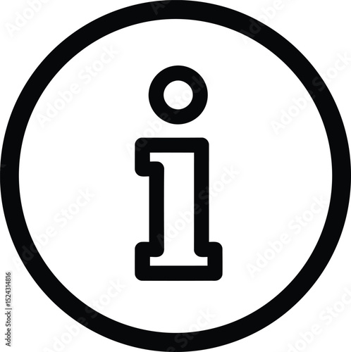 Information Icon: A simple, clear, and universally recognized icon, the 'i' within a circle, representing information, assistance, or guidance.