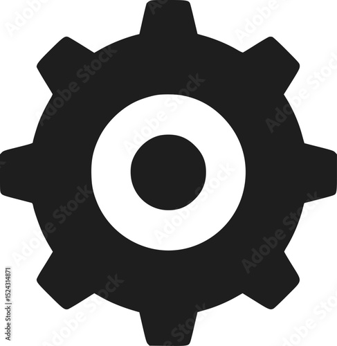 Black Gear Icon Cogwheel Settings Machine Engineering Mechanism Techno