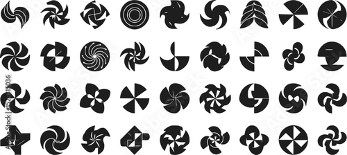 30 Unique Black Swirl Spiral and Geometric Logos Design Elements