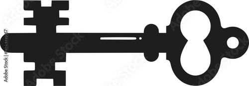 Antique Skeleton Key Icon Vintage Key Silhouette Black Key Graphic