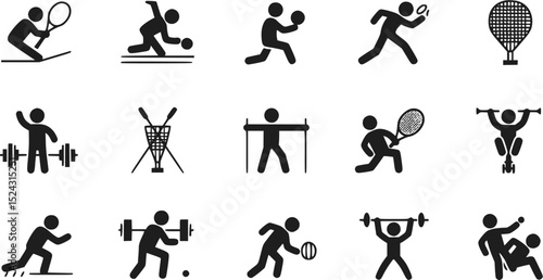 Sports Icons Fitness Symbols Exercise Pictograms Athlete Silhouettes  