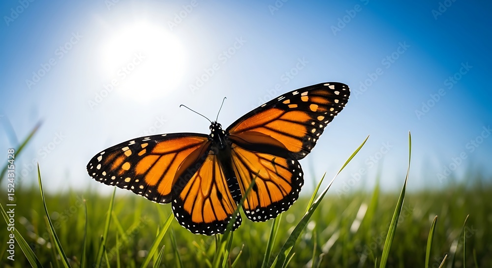 Fototapeta premium butterfly on green grass